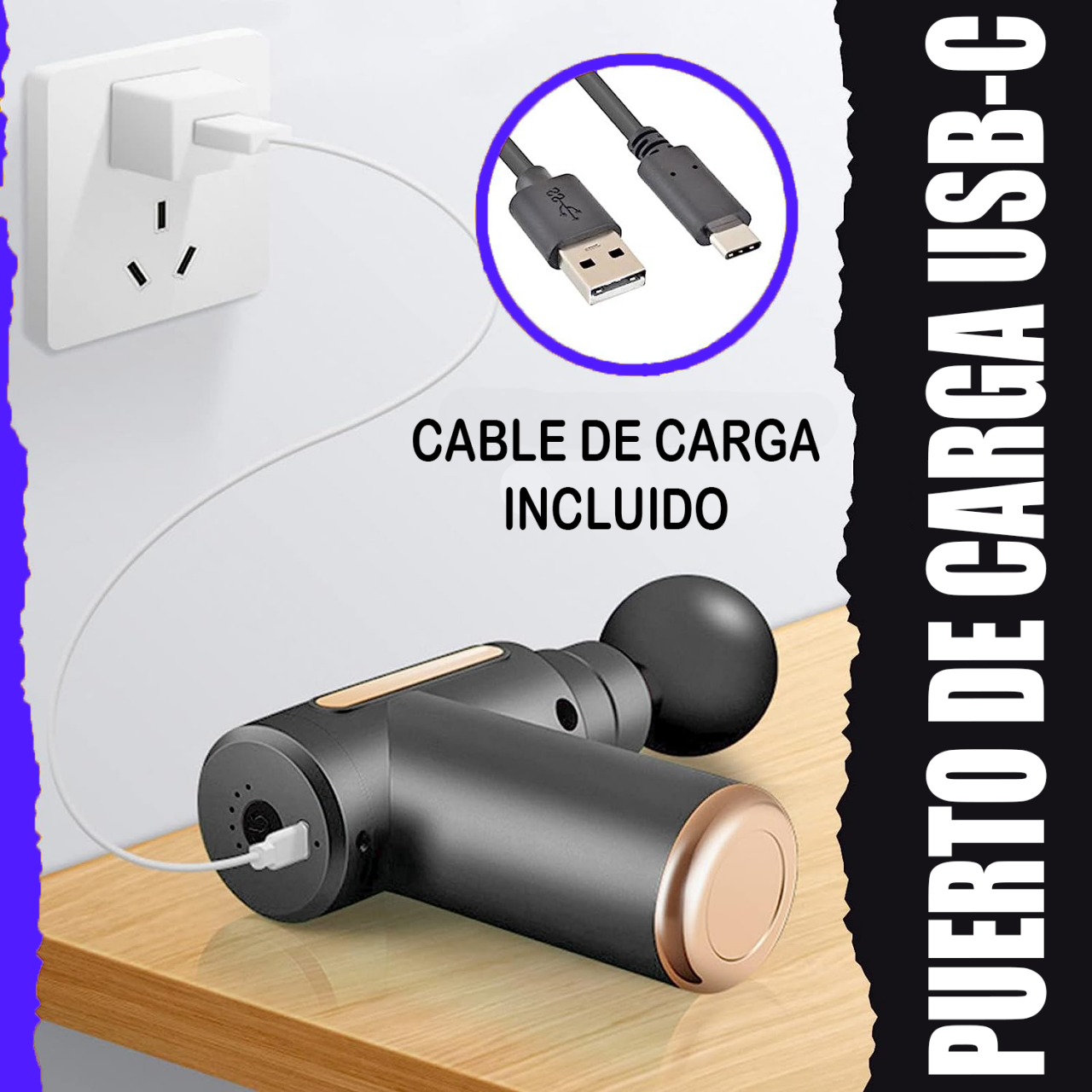 MASSPOWER - Pistola Masajeadora con accesorios