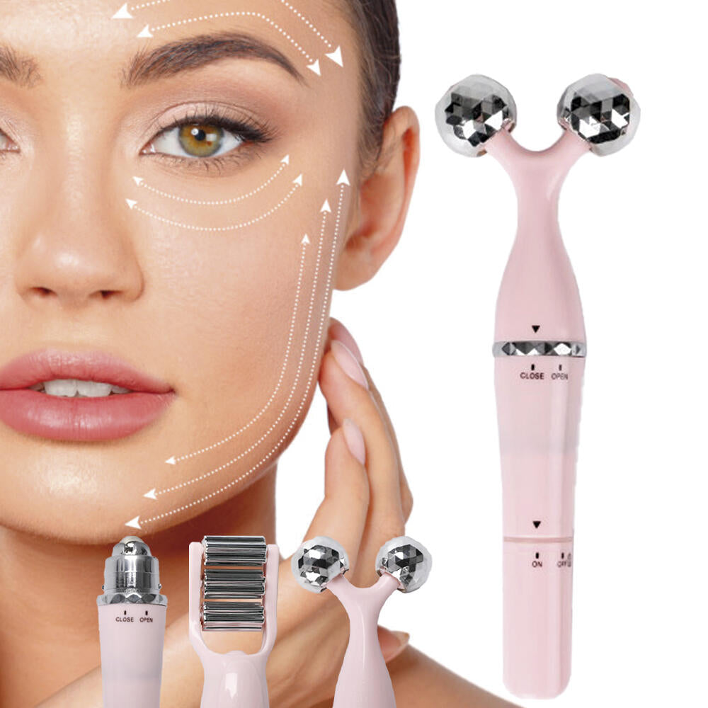 LIGHTFACE - Pack de Rodillo Masajeador Facial 3 en 1 y Masajeador Capilar